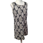 J Jill Linen Dress Sleeveless Black Leaves Tropical Layered Straight Womens 12