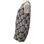 J Jill Linen Dress Sleeveless Black Leaves Tropical Layered Straight Womens 12