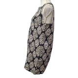 J Jill Linen Dress Sleeveless Black Leaves Tropical Layered Straight Womens 12