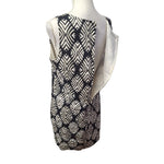 J Jill Linen Dress Sleeveless Black Leaves Tropical Layered Straight Womens 12