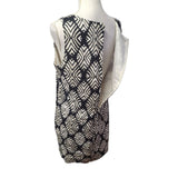 J Jill Linen Dress Sleeveless Black Leaves Tropical Layered Straight Womens 12