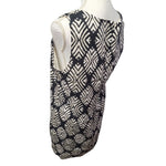 J Jill Linen Dress Sleeveless Black Leaves Tropical Layered Straight Womens 12