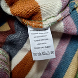 Long Hooded Cardigan Buttons Colorful Stripes Soft Womens XL Long Sleeve