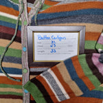 Long Hooded Cardigan Buttons Colorful Stripes Soft Womens XL Long Sleeve