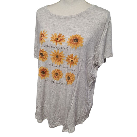 Maurices Be Kind Flower Tee Shirt Womens XL Daisy Sun Floral Nice Equality Gray