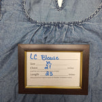 LC Lauren Conrad Blouse Lace Cap Sleeves Blue Denim Womens XL Tie Back Country