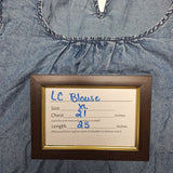 LC Lauren Conrad Blouse Lace Cap Sleeves Blue Denim Womens XL Tie Back Country