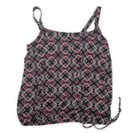 Inches Off Swimsuit atop Tankini Pink Black Rouched Tie Side Womens 18W