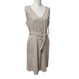 Luxology Dress Cotton Pockets Sleeveless Faux Button Summer Belted Womens Large