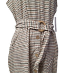 Luxology Dress Cotton Pockets Sleeveless Faux Button Summer Belted Womens Large