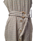 Luxology Dress Cotton Pockets Sleeveless Faux Button Summer Belted Womens Large