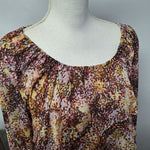 Christopher & Banks Ruffle Blouse Brown Womens XL Sheer Layers Off Shoulder