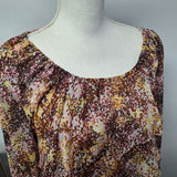 Christopher & Banks Ruffle Blouse Brown Womens XL Sheer Layers Off Shoulder
