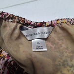 Christopher & Banks Ruffle Blouse Brown Womens XL Sheer Layers Off Shoulder