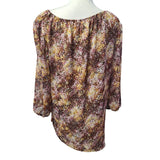 Christopher & Banks Ruffle Blouse Brown Womens XL Sheer Layers Off Shoulder