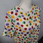 Eva Laurel New York Shoulder Pads Vintage Blouse Womens 10 USA Made Colorful Spots
