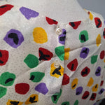 Eva Laurel New York Shoulder Pads Vintage Blouse Womens 10 USA Made Colorful Spots