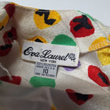 Eva Laurel New York Shoulder Pads Vintage Blouse Womens 10 USA Made Colorful Spots