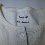 Sarah Morgan Shirt Embroidered Floral Off White Quarter Button Womens Large