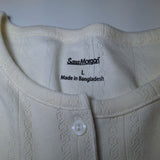 Sarah Morgan Shirt Embroidered Floral Off White Quarter Button Womens Large