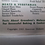 101 Recipes Grandmas Molasses Old Fashioned Vintage Booklet 1945 Baking Cookies