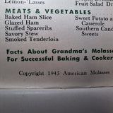 101 Recipes Grandmas Molasses Old Fashioned Vintage Booklet 1945 Baking Cookies