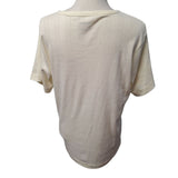 Sarah Morgan Shirt Embroidered Floral Off White Quarter Button Womens Large