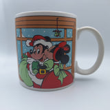 Disney Mickey Minnie Mouse Mug Coffee Tea Applause Santa Window Christmas Snow
