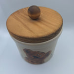 Roseville Crock Lid 1 Pint Low Small Painted Bear USA Made Pottery Canister Ohio