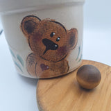 Roseville Crock Lid 1 Pint Low Small Painted Bear USA Made Pottery Canister Ohio