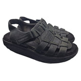 Skechers Shape Up Sandals Black Leather Adjustable Strap Womens US 7.5 Fitness