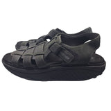 Skechers Shape Up Sandals Black Leather Adjustable Strap Womens US 7.5 Fitness