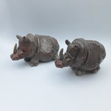 Blue Sky Rhinoceros Rhino Salt Pepper Shakers Lynda Clayworks Savanna Africa