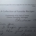 Cook Book St Paul Tarsus Clinton Township Michigan Detroit Recipes Prayer Taste