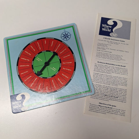 Where in The World Spinner Game Instructions Rules Pamphlet Replacement Piece