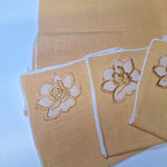 Retro Cloth Napkins Placemats Vintage Yellow Flower 16x11 inches Granny Dining