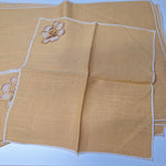 Retro Cloth Napkins Placemats Vintage Yellow Flower 16x11 inches Granny Dining