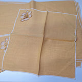 Retro Cloth Napkins Placemats Vintage Yellow Flower 16x11 inches Granny Dining