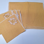 Retro Cloth Napkins Placemats Vintage Yellow Flower 16x11 inches Granny Dining