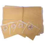 Retro Cloth Napkins Placemats Vintage Yellow Flower 16x11 inches Granny Dining