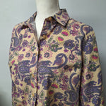 American Sweetheart Button Down Blouse Womens Small Vintage Floral Paisley Retro