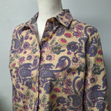 American Sweetheart Button Down Blouse Womens Small Vintage Floral Paisley Retro