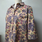 American Sweetheart Button Down Blouse Womens Small Vintage Floral Paisley Retro