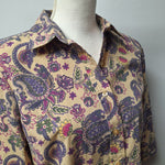 American Sweetheart Button Down Blouse Womens Small Vintage Floral Paisley Retro