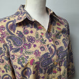 American Sweetheart Button Down Blouse Womens Small Vintage Floral Paisley Retro