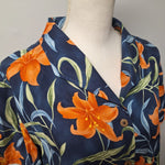 Jamaica Bay Hawaiin Shirt Shoulder Pads Womens XL Tiger Lillys Floral Button Up