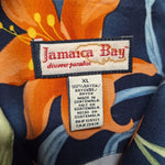 Jamaica Bay Hawaiin Shirt Shoulder Pads Womens XL Tiger Lillys Floral Button Up