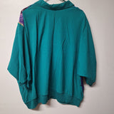 Silver Threads USA Pullover Teal Green Purple Vintage Womens 5X Shoulder Pads