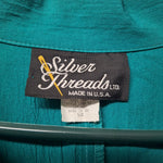 Silver Threads USA Pullover Teal Green Purple Vintage Womens 5X Shoulder Pads