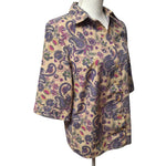 American Sweetheart Button Down Blouse Womens Small Vintage Floral Paisley Retro